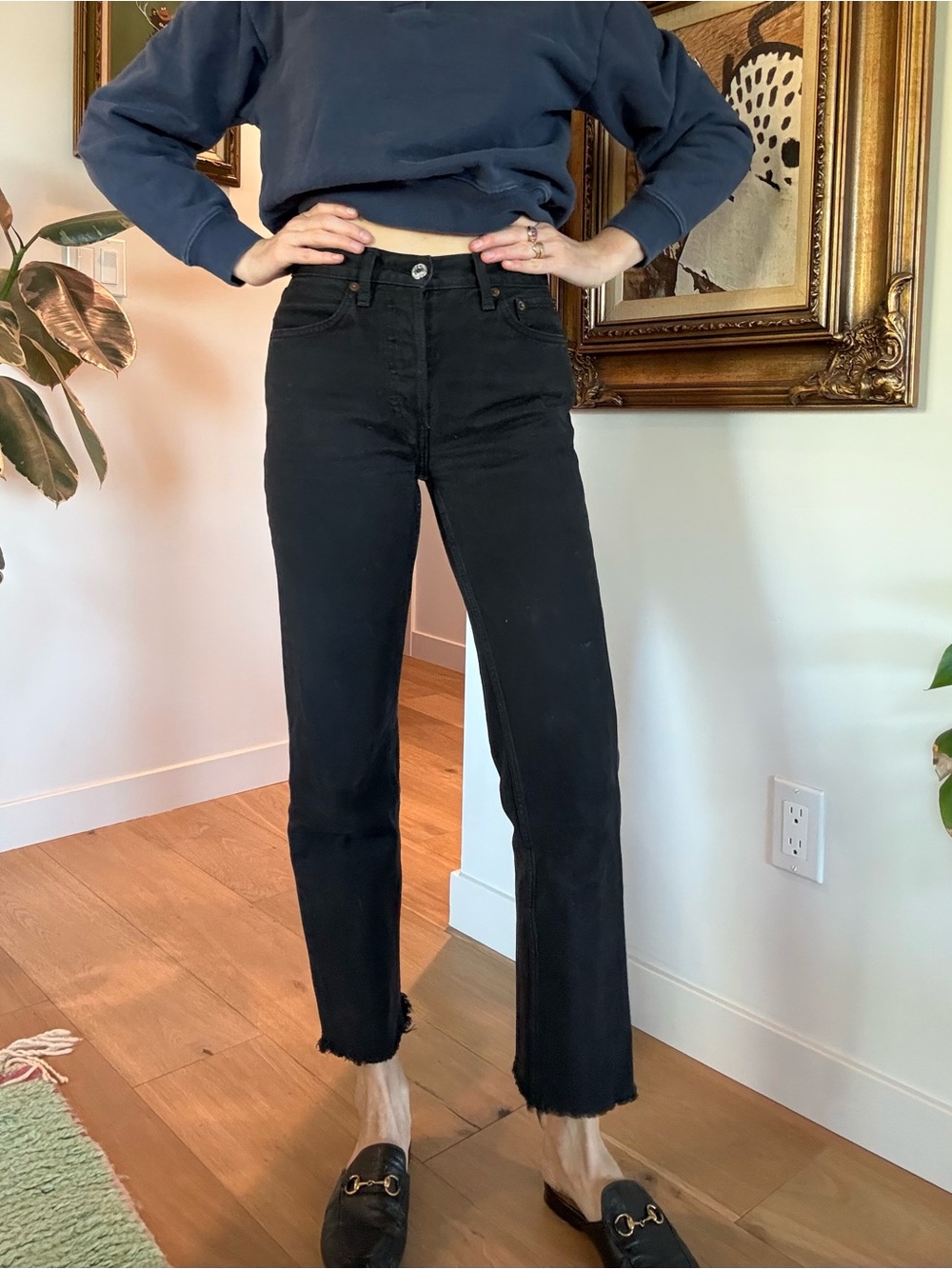 RE/DONE Women’s Black High-Rise Boot Cut Jeans